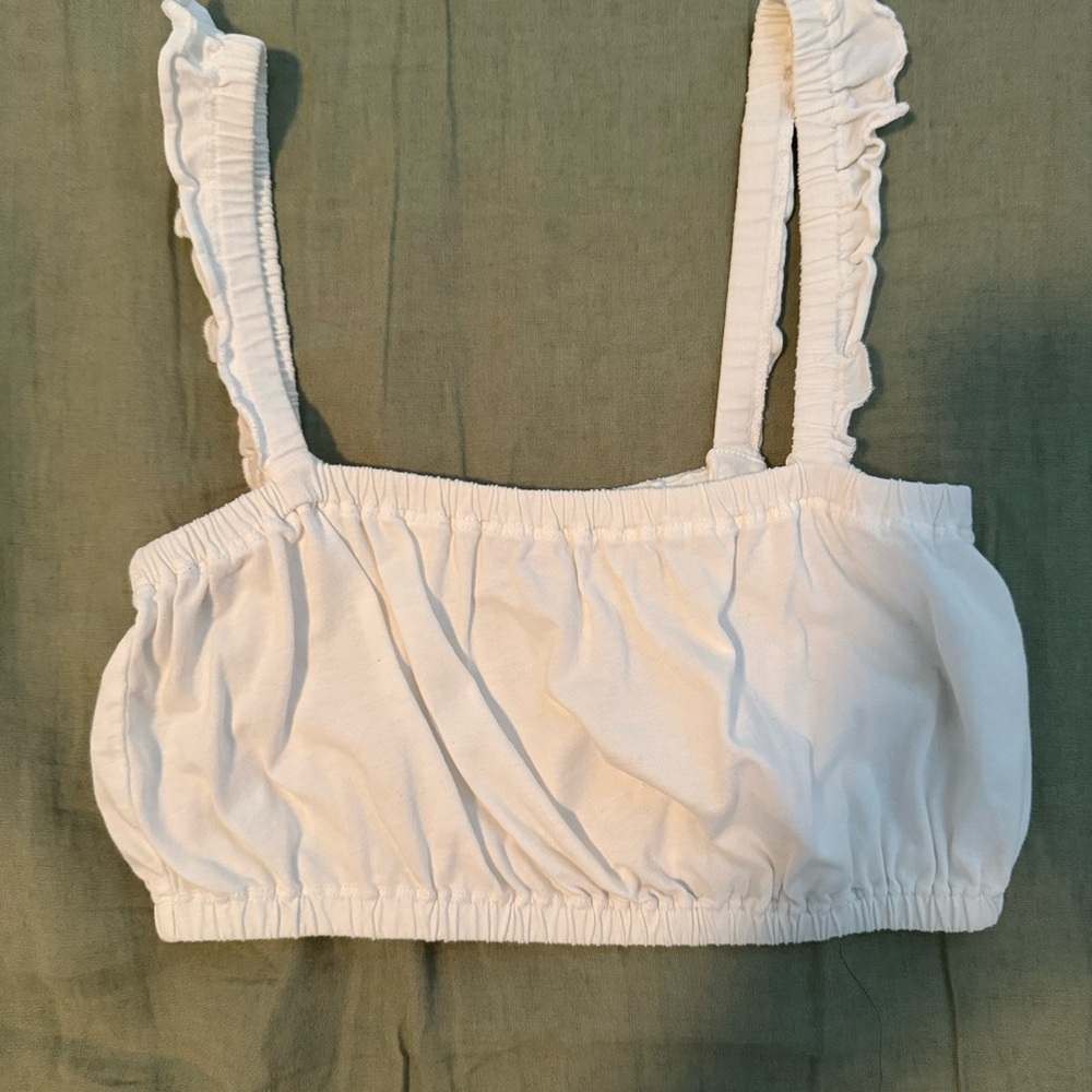 Wilfred White Ruffle Crop Top
